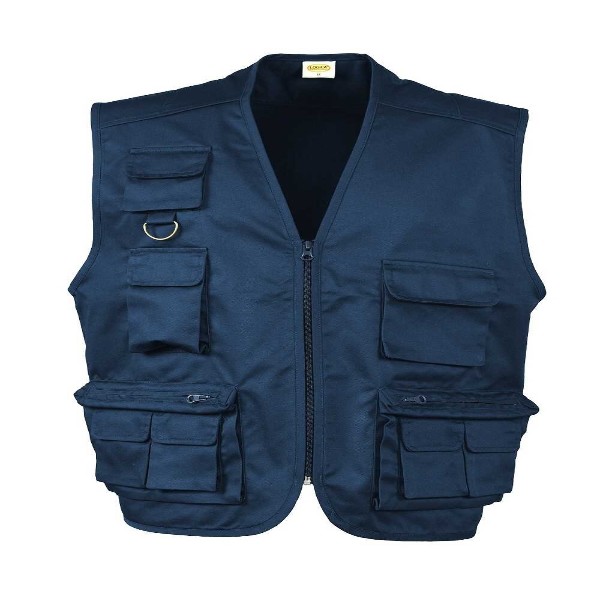  GILET DA LAVORO MULTITASCHE POLY/COT LOGICA BLU TAGLIA XL - Art. SAHARA1-XL