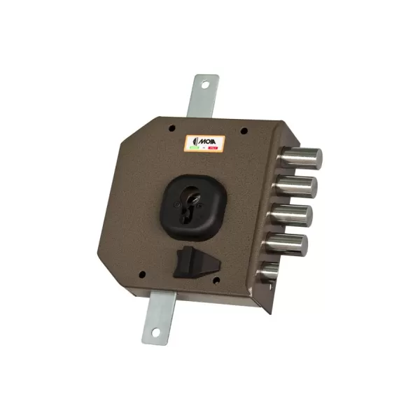 Moia SERRATURA AD APPLICARE PROFILO EUROPEO TRIPLICE SCROCCO REVERSIBILE INGRESSO CHIAVE 63 MM PASSO CHIAVISTELLI 25 MM DESTRA -