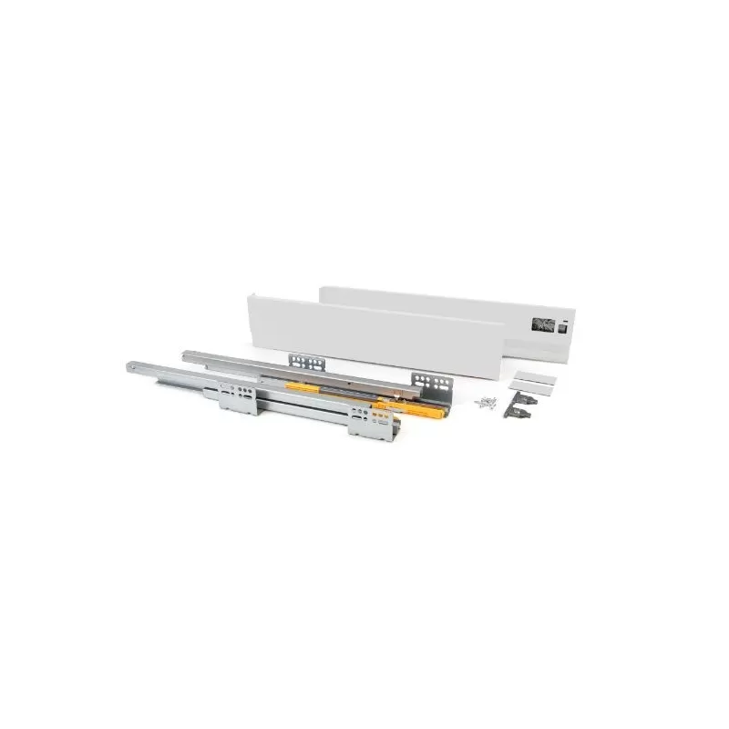 KIT CASSETTO PER CUCINA O BAGNO CONCEPT, ALTEZZA 105 MM, PROF. 500 MM, CHIUSURA SOFT, ACCIAIO, BIANCO - Art. 3100512