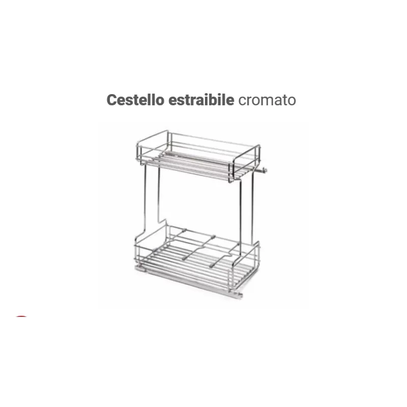 CESTELLO ESTRAIBILE PER CUCINA PORTABOTTIGLIE CROMATO PER MOBILE DA 30 CM CON GUIDE SOFT SALICE - Art. 326CR2345
Cestello cucin
