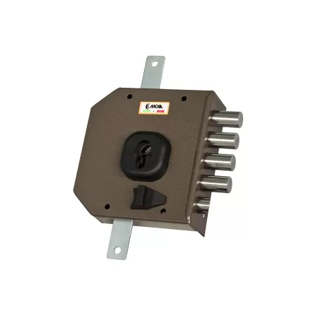 Moia SERRATURA AD APPLICARE PROFILO EUROPEO TRIPLICE SCROCCO REVERSIBILE INGRESSO CHIAVE 63 MM PASSO CHIAVISTELLI 25 MM SINISTRA