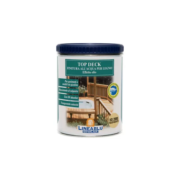 Sayerlack TOP DEK FINITURA ALL'ACQUA PER ESTERNO TRASPARENTE 0,75 L* - Art. HD2000/00-0,75