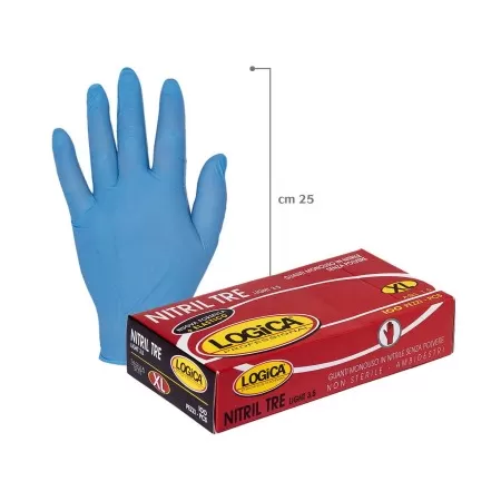 Logica Professional GUANTI NITRILE AZZURRO SENZA POLVERE TAGLIA M 100 PZ - Art. NITRILTRE-M