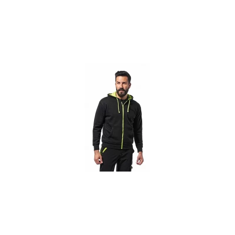  FELPA DA LAVORO POLYCOTONE ZIP LUNGA NERA/GIALLA TAGLIA XL Art.FIJI/4-XL
