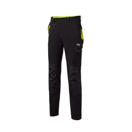 PANTALONE DA LAVORO TECNICO SUPER STRETCH NERO/GIALLO FLUO TAGLIA L Art.CICLONE5-L