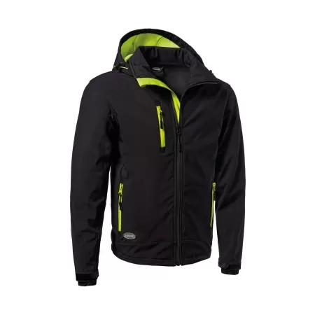 GIUBBINO DA LAVORO IMPERMEABILE SOFT-SHELL NERO CON CAPPUCCIO STACCABILE TAGLIA L - Art. SLALOMCAP5-L