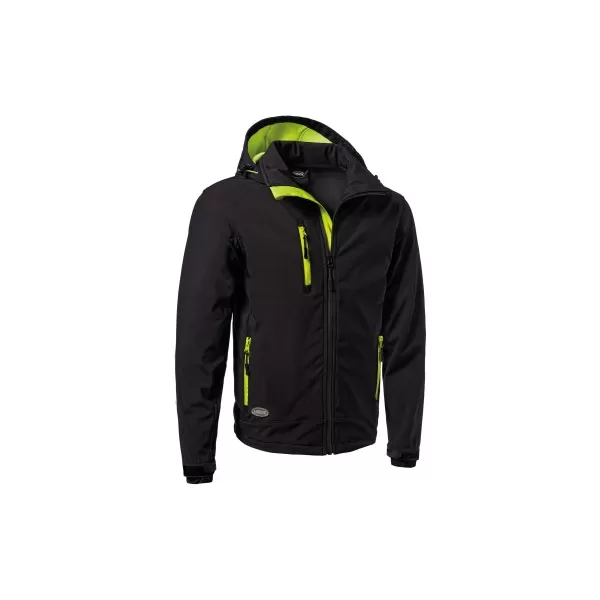 GIUBBINO DA LAVORO IMPERMEABILE SOFT-SHELL NERO CON CAPPUCCIO STACCABILE TAGLIA L - Art. SLALOMCAP5-L