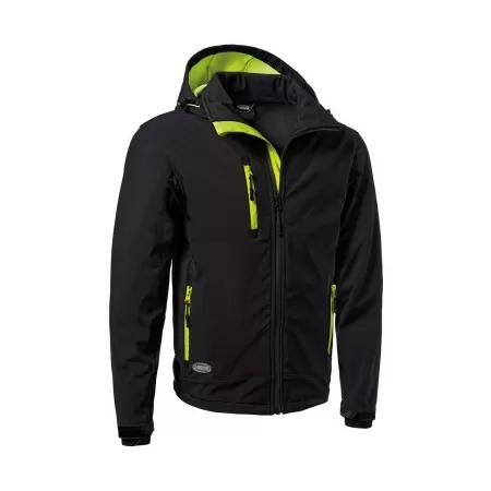  GIUBBINO DA LAVORO IMPERMEABILE SOFT-SHELL NERO CON CAPPUCCIO STACCABILE TAGLIA XL - Art. SLALOMCAP5-XL
