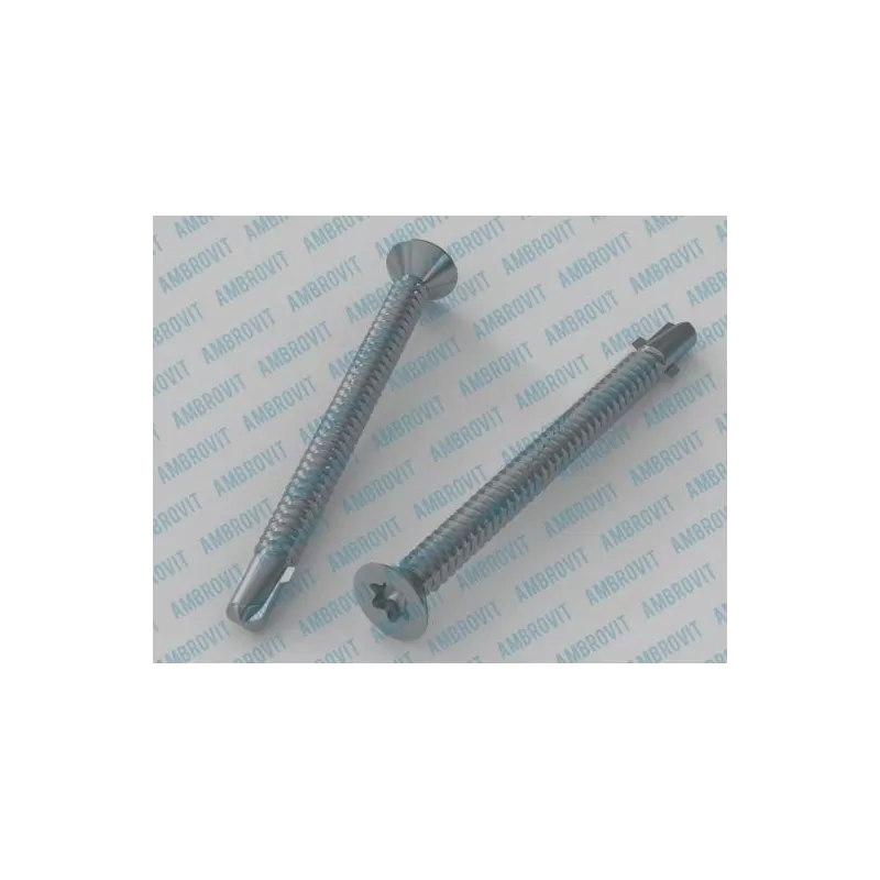Ambrovit VITI AUTOPERFORANTI 6,3X50 MM TESTA SVASATA PIANA TX CON ALETTE AUTOMASCHIANTI ZINCATE 100 PEZZI* - Art. 80196 6,3X50 T
