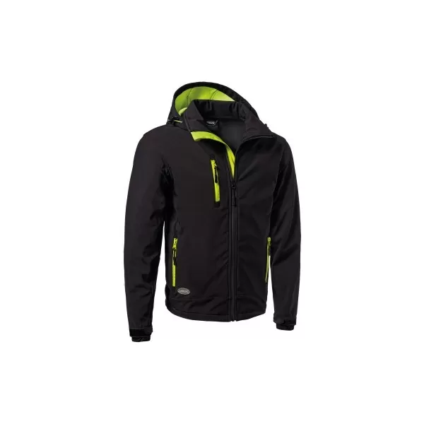  GIUBBINO DA LAVORO IMPERMEABILE SOFT-SHELL NERO CON CAPPUCCIO STACCABILE TAGLIA M - Art. SLALOMCAP5-M
