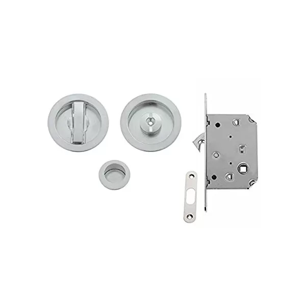 KIT PER PORTE SCORREVOLI CON SERRATURA E NICCHIA TONDA CROMO SATINATA - Art. COMIT/K101N05T01S04-2B
KIT TONDO CON NOTTOLINO + T