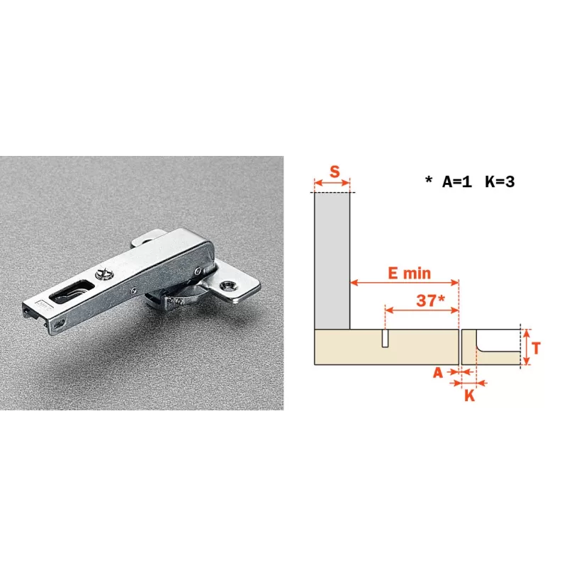 Salice SALICE CERNIERA CONTROCOLLO STANDARD SERIE 200 CON SCODELLINO DIAMTERO 35 APERTURA 94° CHIUSURA NORMALE - Art. C2ABN99AC