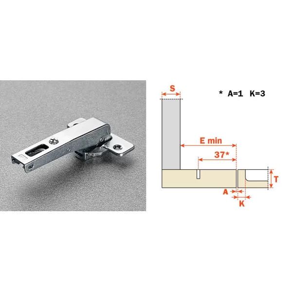 Salice SALICE CERNIERA CONTROCOLLO STANDARD SERIE 200 CON SCODELLINO DIAMTERO 35 APERTURA 94° CHIUSURA NORMALE - Art. C2ABN99AC