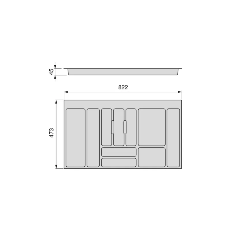 EMUCA PORTAPOSATE PER CASSETTO DI CUCINA OPTIMA VERTEX/ CONCEPT 82,2X47,3 CM IN PLASTICA COLORE GRIGIO