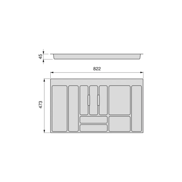 EMUCA PORTAPOSATE PER CASSETTO DI CUCINA OPTIMA VERTEX/ CONCEPT 82,2X47,3 CM IN PLASTICA COLORE GRIGIO