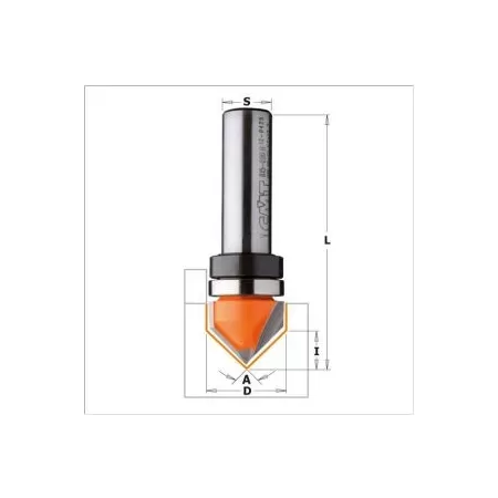 Cmt FRESA PER INTAGLI A 90 GRADI HW S=6 D=19X15.8X55.5 DX CON CUSCINETTO - Art. 715.190.11B
 FRESE PER INTAGLI A "V" (90°) 