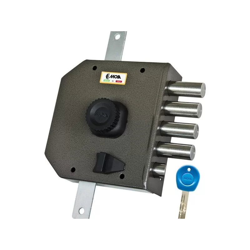Moia SERRATURA AD APPLICARE CON CILINDRO CHIAVE PUNZONATA TRIPLICE CON SCROCCO INGRESSO CHIAVE 63 MM PASSO CHIAVISTELLI 25 MM DE