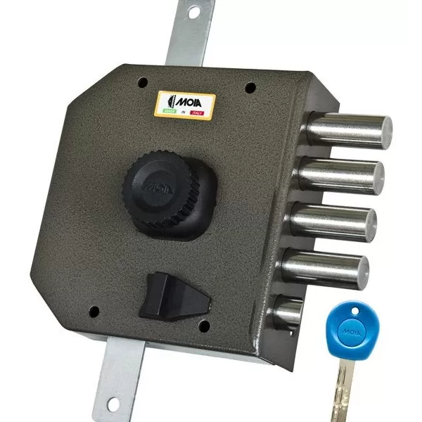 Moia SERRATURA AD APPLICARE CON CILINDRO CHIAVE PUNZONATA TRIPLICE CON SCROCCO INGRESSO CHIAVE 63 MM PASSO CHIAVISTELLI 25 MM DE