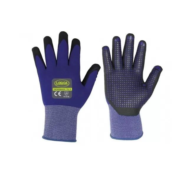LOGICA GUANTI DA LAVORO NITRILE NERO DORSO AREATO PUNTINATO TAGLIA 7 - Art. TECNOMAGIC-07