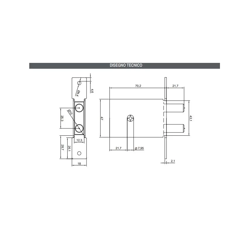 Moia SERRATURA CON CHIAVE A SPILLO DA INFILARE DOPPIO PERNO - Art. 100878