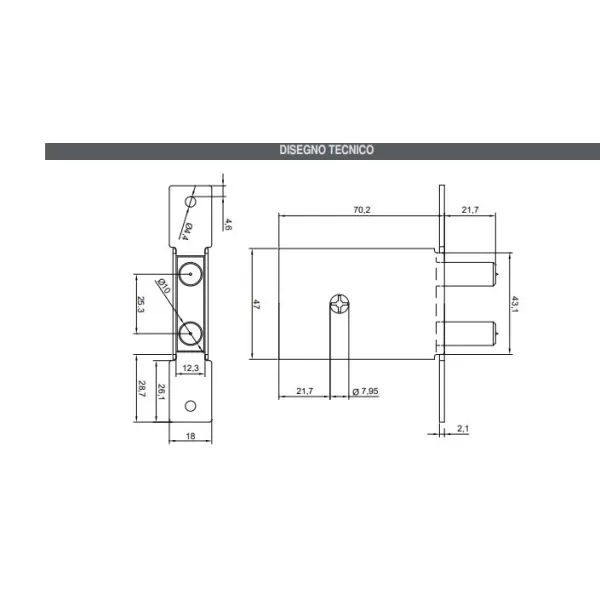 Moia SERRATURA CON CHIAVE A SPILLO DA INFILARE DOPPIO PERNO - Art. 100878