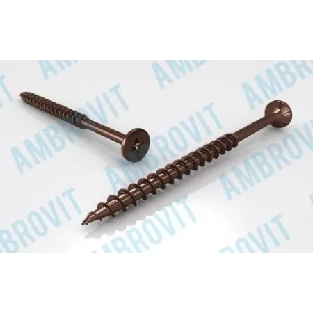 Ambrovit VITI TRUCIOLARI FILETTO PARZIALE 5X80 MM TESTA SVASATA PIANA PZ BRONZATE 200 PZ - Art. 05152 5X80/48 TG3