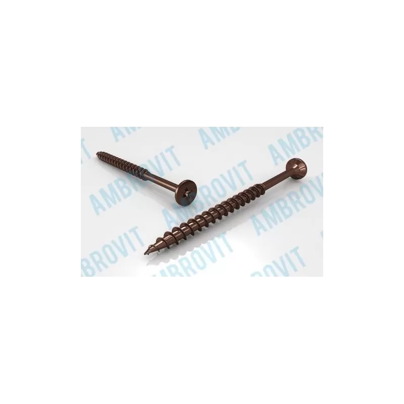 Ambrovit VITI TRUCIOLARI FILETTO PARZIALE 5X80 MM TESTA SVASATA PIANA PZ BRONZATE 200 PZ - Art. 05152 5X80/48 TG3