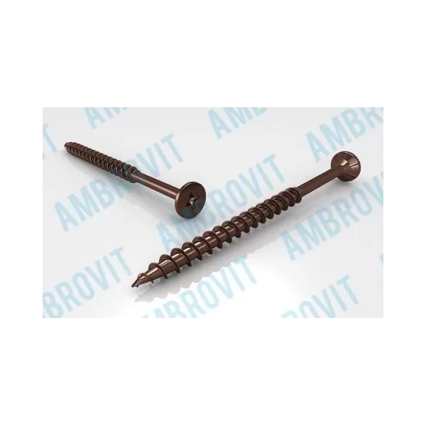 Ambrovit VITI TRUCIOLARI FILETTO PARZIALE 5X80 MM TESTA SVASATA PIANA PZ BRONZATE 200 PZ - Art. 05152 5X80/48 TG3