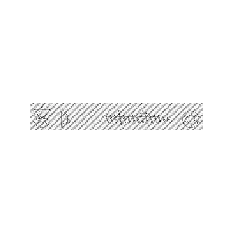 Ambrovit VITI TRUCIOLARI FILETTO PARZIALE 4,5X60 MM TESTA SVASATA PIANA PZ2 ZINCATE 200 PZ - Art. 05152 4,5X60/35 TG51