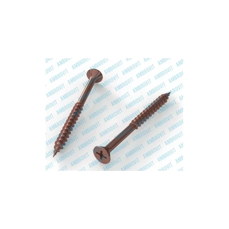 Ambrovit VITI TRUCIOLARI FILETTO PARZIALE 4,5X60 MM TESTA SVASATA PIANA PZ2 BRONZATE 200 PZ Art.05152 4,5X60/35 TG3