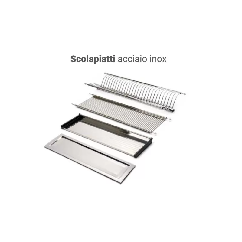  SCOLAPIATTI ACCIAIO INOX CM 56 PER MODULI DA CM 60 CON SUPPORTI LATERALI A MOLLA 