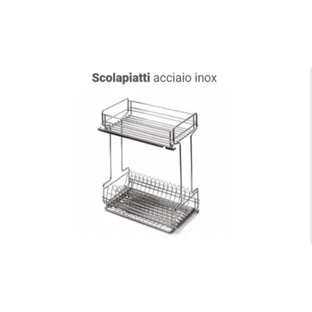 T76 SCOLAPIATTI PER BASE ESTRAIBILE IN ACCIAIO INOX 30 CM CON GUIDE SALICE