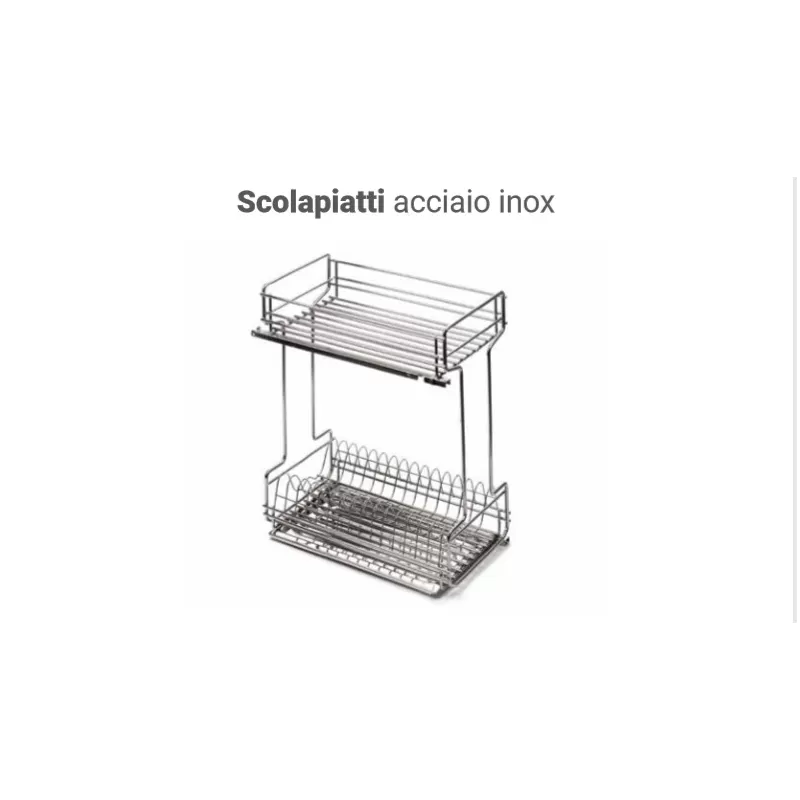 T76 SCOLAPIATTI PER BASE ESTRAIBILE IN ACCIAIO INOX 30 CM CON GUIDE SALICE