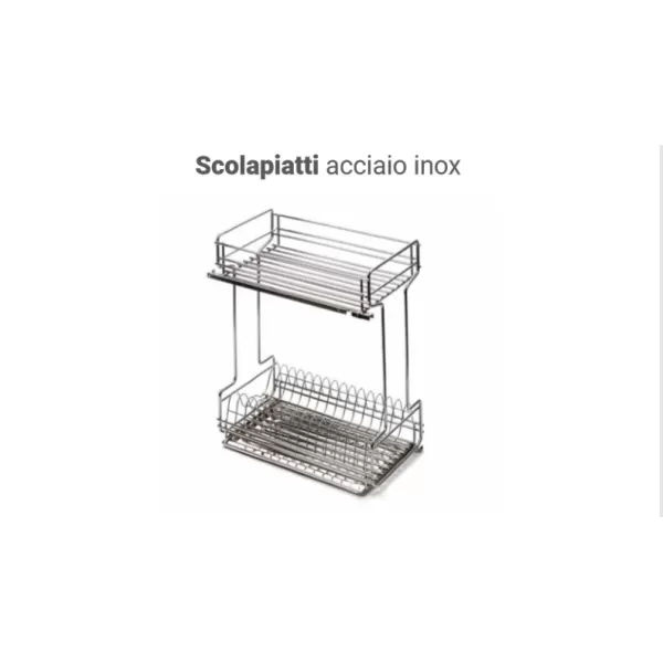 T76 SCOLAPIATTI PER BASE ESTRAIBILE IN ACCIAIO INOX 30 CM CON GUIDE SALICE