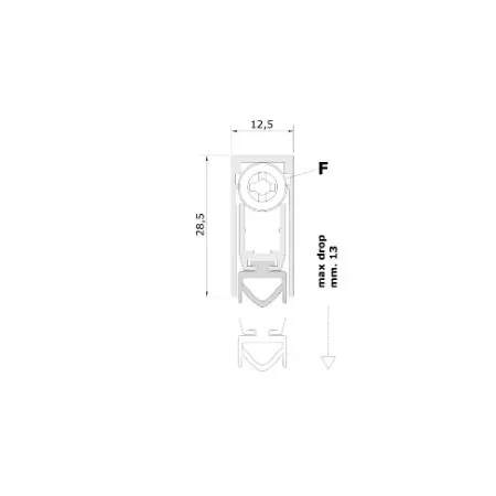 Comaglio PARASPIFFERI CON REGOLAZIONE AUTOMATICA AD INCASSO PER PORTE IN LEGNO E PORTE BLINDATE SERIE 420 LUNGHEZZA CM 63* - Art 2