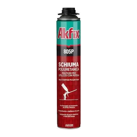 SCHIUMA POLIURETANICA PER PISTOLA AKFIX 805P MULTIUSO 750 ML PZ 12 - Art. FA001