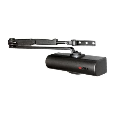 CHIUDIPORTA A CREMAGLIERA C1416 CISA VERNICIATO NERO FORZA 2/4 + FERMO - Art. 8212522