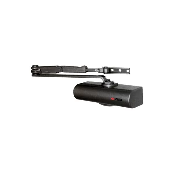 CHIUDIPORTA A CREMAGLIERA C1416 CISA VERNICIATO NERO FORZA 2/4 + FERMO - Art. 8212522