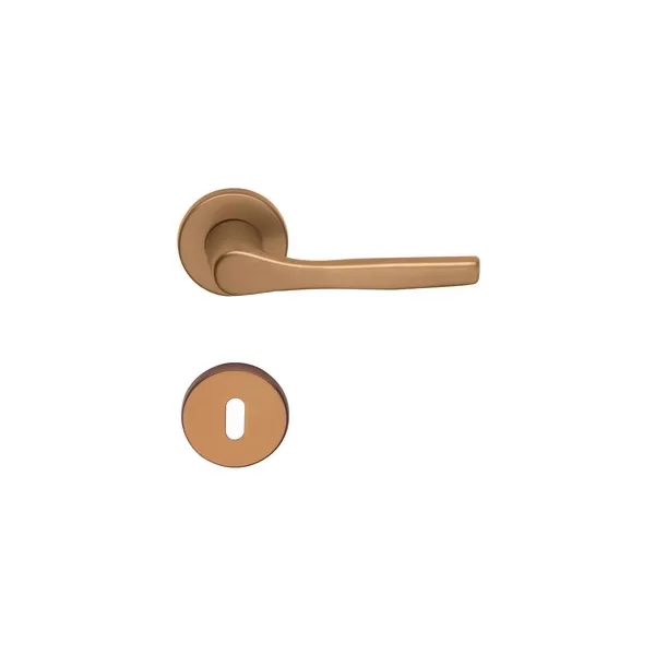  COPPIA MANIGLIA ANODIZZATA BRONZO CON ROSETTA E BOCCHETTA - Art. 41952