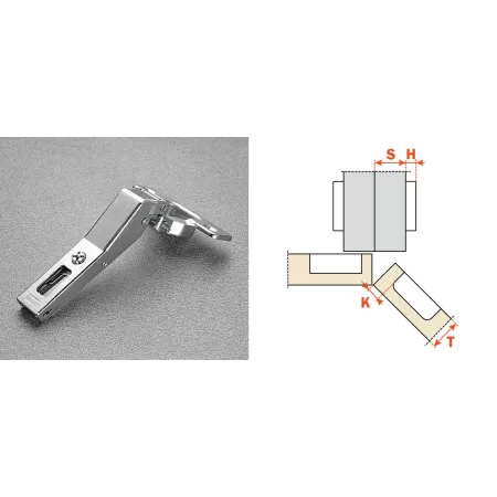 Salice CERNIERA PER ANTE LEGNO DI FORTE SPESSORE SERIE 200 FORO 35 APERTURA 94° APPLICAZIONE ANGOLARE POSITIVA COLLO 45° CHIUSUR