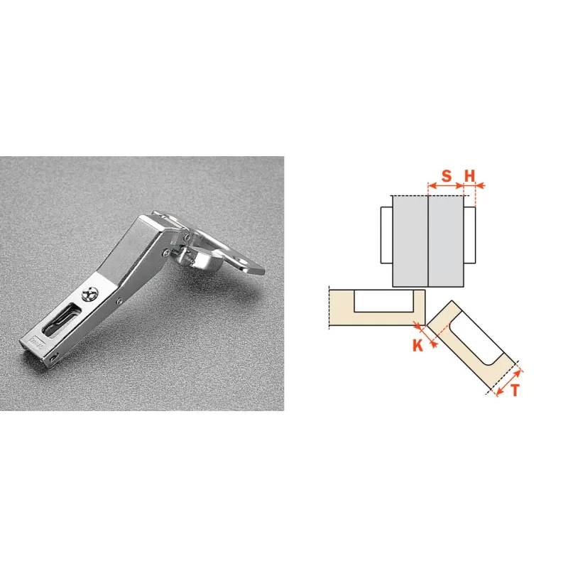 Salice CERNIERA PER ANTE LEGNO DI FORTE SPESSORE SERIE 200 FORO 35 APERTURA 94° APPLICAZIONE ANGOLARE POSITIVA COLLO 45° CHIUSUR