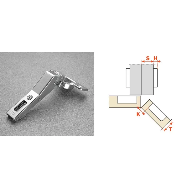 Salice CERNIERA PER ANTE LEGNO DI FORTE SPESSORE SERIE 200 FORO 35 APERTURA 94° APPLICAZIONE ANGOLARE POSITIVA COLLO 45° CHIUSUR