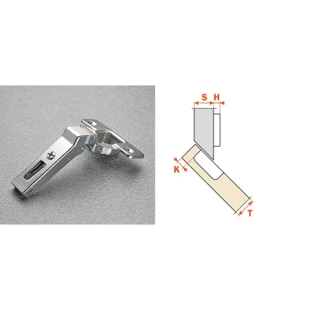 Salice CERNIERA PER ANTE LEGNO DI FORTE SPESSORE SERIE 200 FORO 35 MM APERTURA 94° APPLICAZIONE ANGOLARE NEGATIVA COLLO 45° CHIU