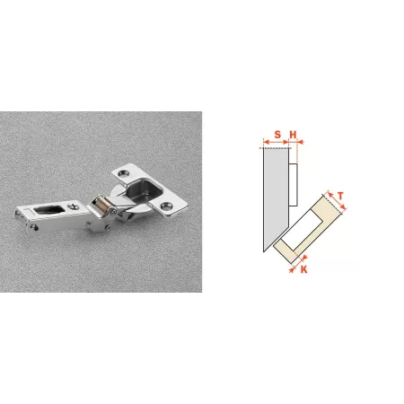 Salice CERNIERA PER ANTE LEGNO SERIE 200 FORO 35 MM APERTURA 120° APPLICAZIONE ANGOLARE NEGATIVA COLLO -45° CHIUSURA AUTOMATICA 