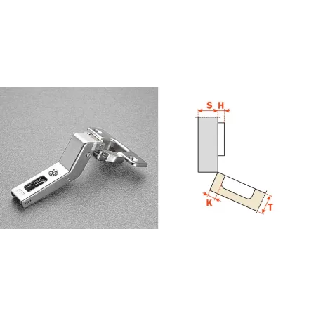 Salice CERNIERA PER ANTE LEGNO DI FORTE SPESSORE SERIE 200 FORO 35 APERTURA 94° APPLICAZIONE ANGOLARE POSITIVA COLLO 30° CHIUSUR