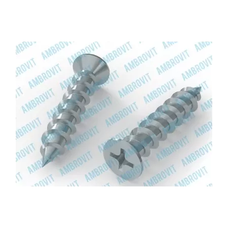 Ambrovit VITI PER SERRAMENTI IN PVC 4,8X25 MM TESTA SVASATA PIANA PH DI RECUPERO ZINCATA PZ 1000* - Art. 01020 4,8X25 TG51