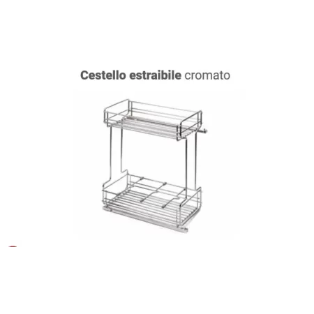 T76 CESTELLO ESTRAIBILE AMMORTIZZATO CROMATO PER MOBILE DA 45 CON GUIDE SOFT SALICE Art.326CR3845