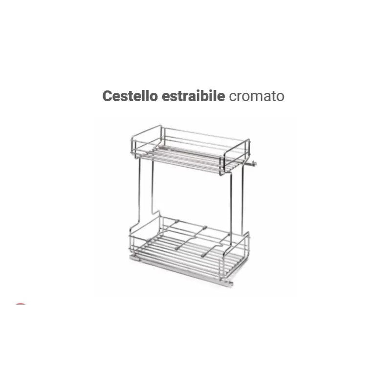 T76 CESTELLO ESTRAIBILE AMMORTIZZATO CROMATO PER MOBILE DA 45 CON GUIDE SOFT SALICE Art.326CR3845