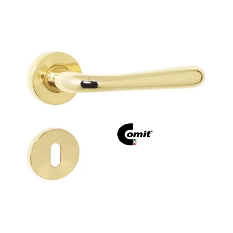 Comit MANIGLIA SU ROSETTA PER PORTA INTERNA MODELLO GOCCIA COLORE OTTONE LUCIDO - Art. GOCRO01P-Z1C