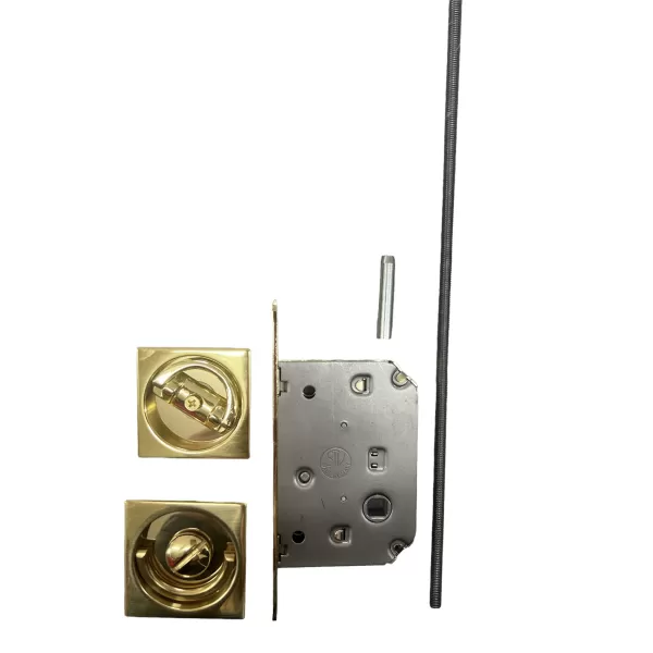 Comit KIT PER PORTE A LIBRO NICCHIE QUADRE 53X53 MM ANELLO+ANELLO IN FOLLE CON ASTA E SERRATURA OTTONE LUCIDO